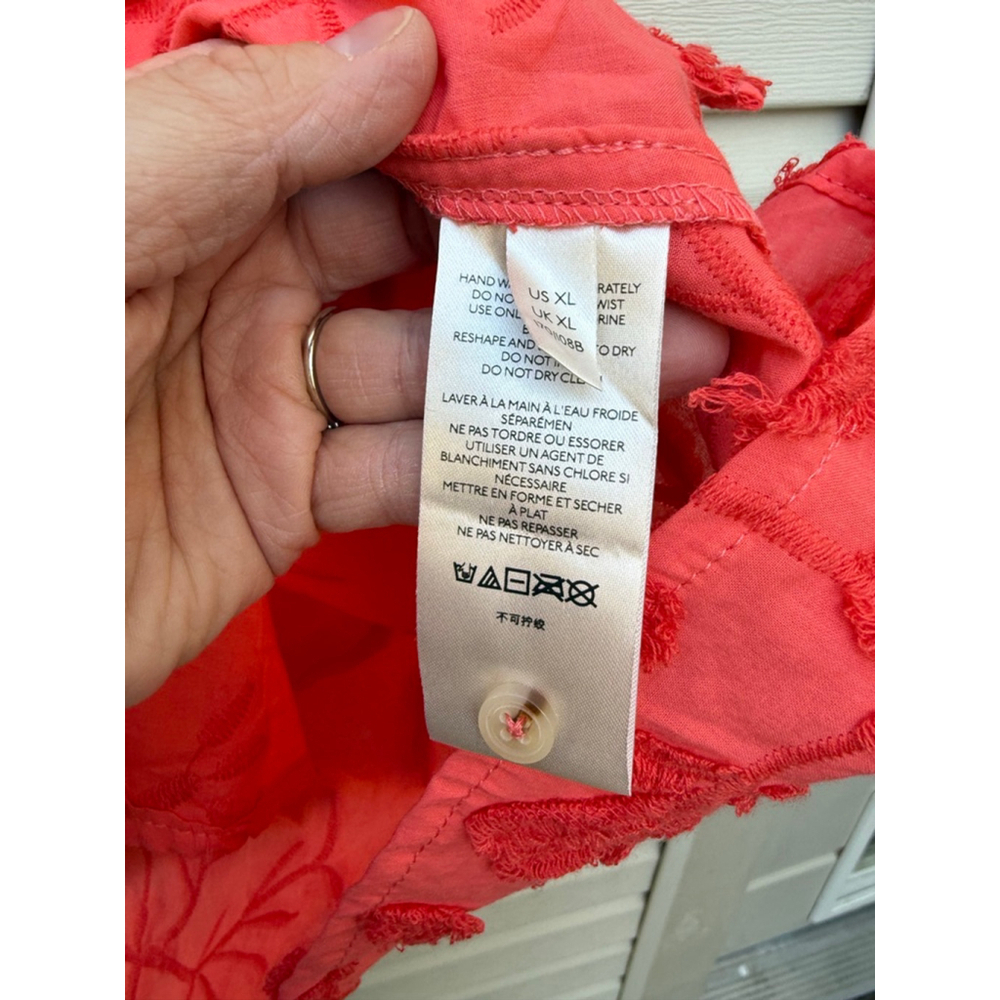 Anthropologie Pilcro The Whitney Textured Trapeze Buttondown Shirt XL NWT Coral - Picture 8 of 9